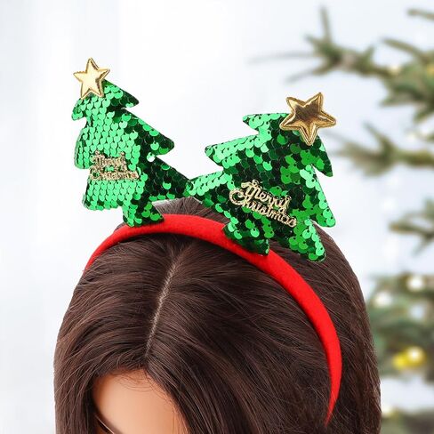 Christmas Headbands for Women Christmas Tree Headband Green Sequins Holiday Hair Band Xmas Hair Bands for Women's Hair in Saudi Arabia