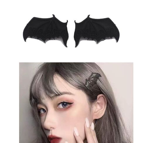Halloween Bat Wing Hair Clips for Women Girls Devil Wings Hair Clip Silver Devil Wing Hair Barrettes Halloween Costumes Cosplay Hair Accessories for Women Bat Wings Clips in Saudi Arabia