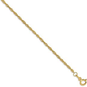 Solid 14K Gold 1.4mm Singapore Chain Anklet in Saudi Arabia