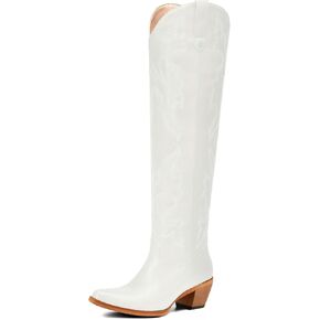Womens Cowgirl Boots Fashion Knee High Western Boots With Classic Embroidery Chunky Block Heels in Saudi Arabia