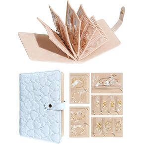 Travel Jewelry Organizer Case, Portable Jewelry Storage Roll Bag with Clear Zipper Velvet Pouch, Jewelry Holder Book Ring Binder for Bracelet, Necklace, Earring, Ring (Pink) in Saudi Arabia