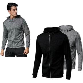 2-Pack Men's Lightweight Hoodies - Full Zip Up Breathable Athletic Jackets, for Fall Winter Gym Running Sports Wear in Saudi Arabia