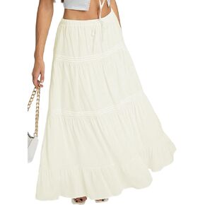 تنانير طويلة للنساء صيف ربيع 2026 مطوي تنورة عالية الخصر انسيابية طبقات ملابس بوهو للشاطئ غير رسمية in Kuwait