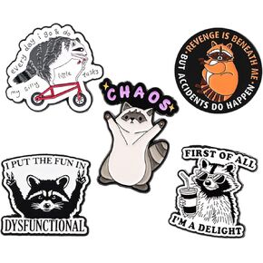 5Pcs Funny Raccoon Cat Enamel Pin, Novelty Cartoon Cute Pins for Hats, Backpacks, Bags and Lanyards in Kuwait