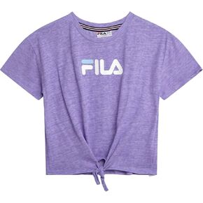 Fila Girls Crop Top - Soft Cotton Blend Crewneck Short Sleeve Tie Dye Shirt - Cute Summer Graphic Tees with Front Tie in Saudi Arabia