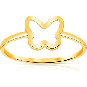 Solid 14k Yellow Gold Polished Plain Minimalist Finger Layering Stacking Ring for Woman and Teens in Saudi Arabia