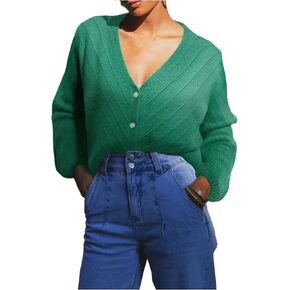 Milumia Women's Button Up Cardigan Sweaters Fall V Neck Long Sleeve Loose Knit Coat Outerwear in Saudi Arabia
