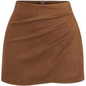 تنورة قصيرة نسائية من SweatyRocks ملفوفة بخصر منخفض، تنانير عمل غير رسمية مكشكشة وغير متماثلة in Kuwait