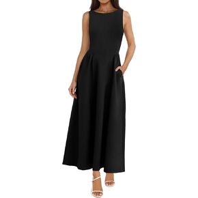PRETTYGARDEN Summer Sleeveless Maxi Dresses for Women 2025 Elegant Classy A Line Tank Formal Midi Long Wedding Guest Dress in Saudi Arabia