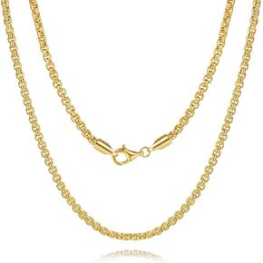 14K Gold Necklace for Women Mens Golden Chain for Men 14K Gold Box Chain Necklace for Women Waterproof Jewelry for Women Golden Necklace Stack Timeless and Gender-Neutral Style Mens Chain Necklaces in Kuwait