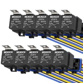 2 Pcs Waterproof Relay Kit, 12V 40A, 4 Pin SPST, Heavy Duty 14 AWG Tinned Copper Wires Automotive Relay and Harness Set for Automotive Car Marine Boat (2) in Kuwait