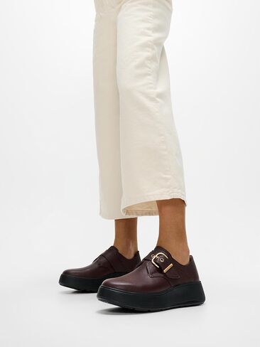 FitFlop Women's F-Mode Stitch Tumbled-Leather Monk Strap Shoes Loafer in Saudi Arabia