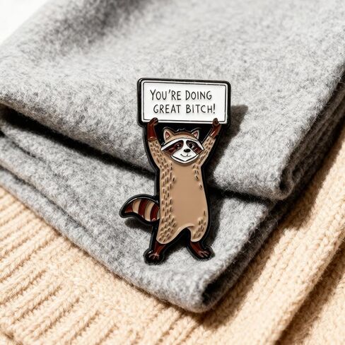 YOU'RE DOING GREAT! Enamel Pin, Sassy Trash Panda Meme Badge, Funny Motivational Brooch for Jackets, Backpacks, Hats, Ironic Gift for Bestie, Coworker, Chaos Coordinator in Saudi Arabia