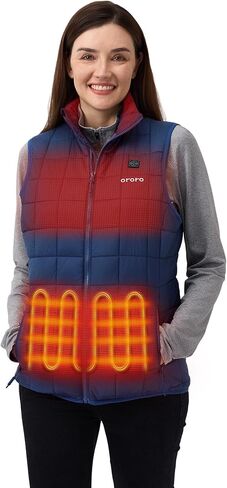 ORORO Women's Quilted Heated Vest with Heated Collar, Heated Quilted Vest with Rechargeable Battery (Navy Blue, XL) in Saudi Arabia