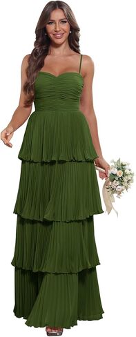 Tiered Pleated Ruffle Bridesmaid Dresses 2025 Long Chiffon A Line Sweetheart Formal Wedding Guest Gowns in Saudi Arabia