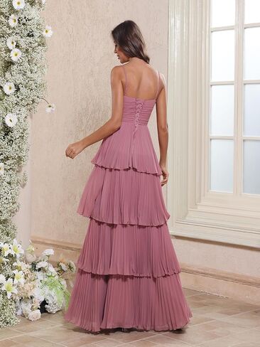 Tiered Pleated Ruffle Bridesmaid Dresses 2025 Long Chiffon A Line Sweetheart Formal Wedding Guest Gowns in Saudi Arabia