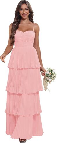 Tiered Pleated Ruffle Bridesmaid Dresses 2025 Long Chiffon A Line Sweetheart Formal Wedding Guest Gowns in Saudi Arabia