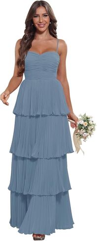 Tiered Pleated Ruffle Bridesmaid Dresses 2025 Long Chiffon A Line Sweetheart Formal Wedding Guest Gowns in Saudi Arabia