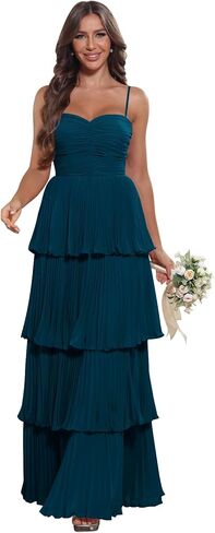 Tiered Pleated Ruffle Bridesmaid Dresses 2025 Long Chiffon A Line Sweetheart Formal Wedding Guest Gowns in Saudi Arabia