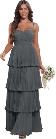 Tiered Pleated Ruffle Bridesmaid Dresses 2025 Long Chiffon A Line Sweetheart Formal Wedding Guest Gowns in Saudi Arabia