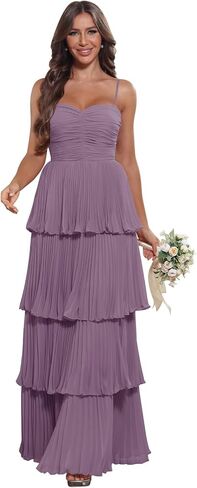 Tiered Pleated Ruffle Bridesmaid Dresses 2025 Long Chiffon A Line Sweetheart Formal Wedding Guest Gowns in Saudi Arabia