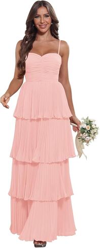 Tiered Pleated Ruffle Bridesmaid Dresses 2025 Long Chiffon A Line Sweetheart Formal Wedding Guest Gowns in Saudi Arabia