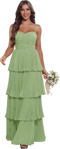 Tiered Pleated Ruffle Bridesmaid Dresses 2025 Long Chiffon A Line Sweetheart Formal Wedding Guest Gowns in Saudi Arabia
