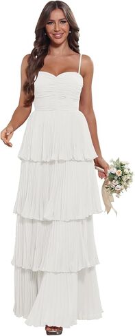 Tiered Pleated Ruffle Bridesmaid Dresses 2025 Long Chiffon A Line Sweetheart Formal Wedding Guest Gowns in Saudi Arabia