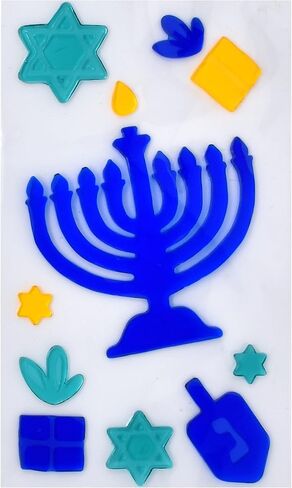 Gift Boutique - Hanukkah Window Gel Clings Decorations 3 Pack Happy Hanukkah Menorah & Star of David Gels Cling Reusable Removable Holiday Stickers Decals Design for Sliding Glass Doors Party Supplies in Kuwait