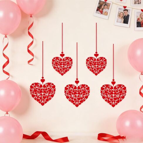 Valentine Windows Stickers Red Heart Wall Decals Romantic Love Heart Decals for Glass Windows/Doors Cling Mixed Peach Shaped Hearts Design Removable Wall Decor for Valentine Party Home & Store in Saudi Arabia