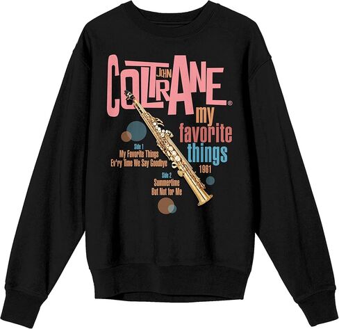 سترة Bioworld John Coltrane My Favorite Things ذات رقبة دائرية وأكمام طويلة للبالغين باللون الأسود in Kuwait