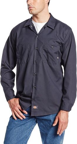 Dickies Occupational Workwear LL535CH Polyester/Cotton Men's Long Sleeve Industrial Work Shirt, Dark Charcoal in Saudi Arabia