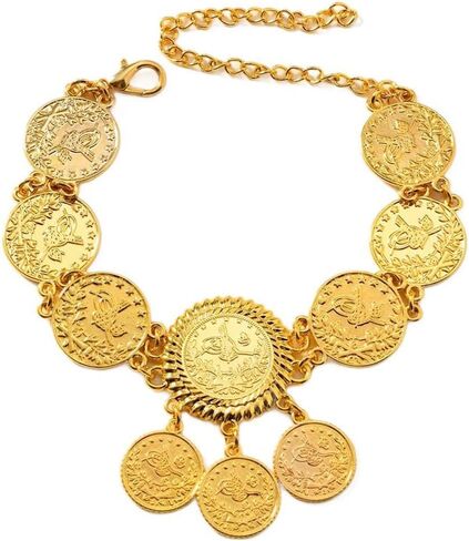 Vintage Engraved Coin Tassel Anklet Bracelet for Women Bohemian Tribal Ethnic Disc Coins Barefoot Sandals Adjustable Foot Chain Gypsy Fashion Summer Beach Belly Dance Charm Jewelry Wedding Accessories in Saudi Arabia