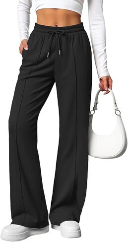 Womens Wide Leg Sweatpants Loose Fall Casual Lounge Winter High Waisted Baggy Pants Fashion Drawstring for Tall Women in Saudi Arabia