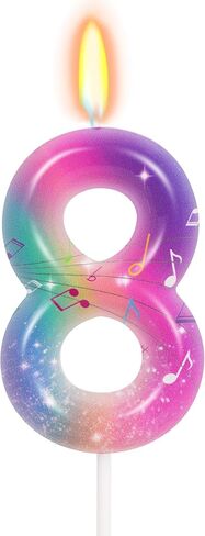 Kpop Musical Note Birthday Candles - Number 8 Candle for Music Themed Cake Topper, Colorful Birthday Decorations for Girls in Kuwait