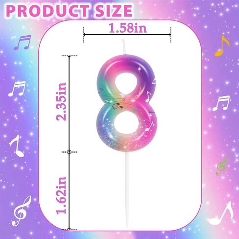 Kpop Musical Note Birthday Candles - Number 8 Candle for Music Themed Cake Topper, Colorful Birthday Decorations for Girls in Kuwait