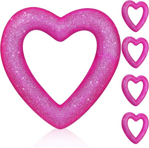 Colingmill 4 Pack 7.9 Inch Valentine's Day Heart Foam Wreath 3D Glitter Foam Crafts Kits Heart Wreath for Valentine's Day Wedding Door Wall Home Decor(Red) in Kuwait