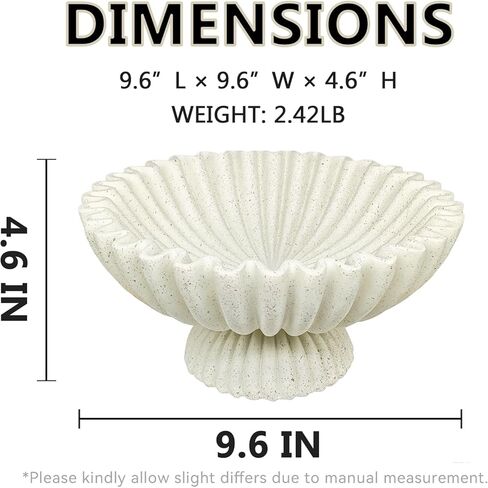 Decorative Fluted Pedestal Bowl, Beige Speckled Resin Stone Centerpiece Tray for Coffee Table, Home Decor - Unique Bowls for Fruit, Key, Purse in Saudi Arabia