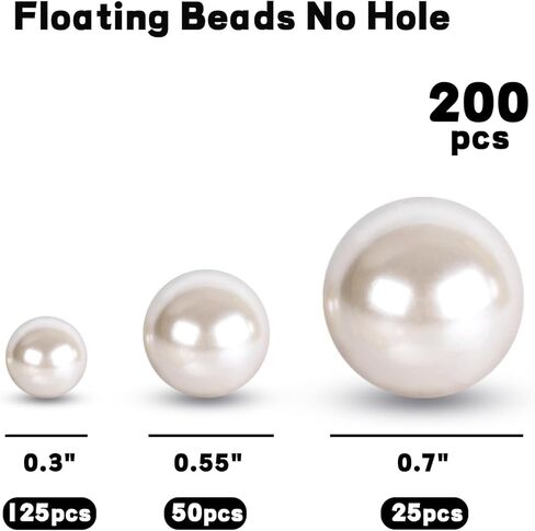 No Hole Pearl Beads, 200PCS Ivory Beads for Vase Filler Floating Candle Table Centerpieces Wedding Party DIY Crafts Decor in Saudi Arabia