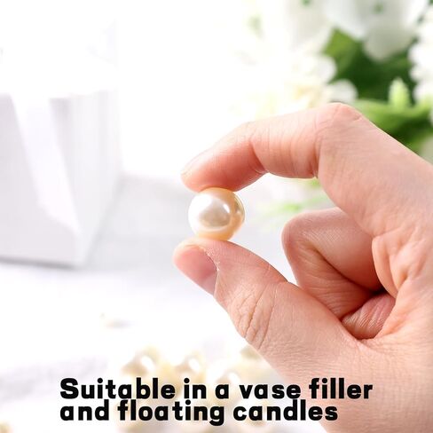 No Hole Pearl Beads, 200PCS Ivory Beads for Vase Filler Floating Candle Table Centerpieces Wedding Party DIY Crafts Decor in Saudi Arabia