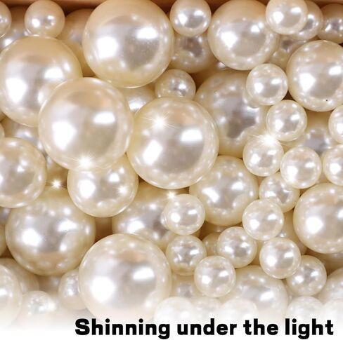 No Hole Pearl Beads, 200PCS Ivory Beads for Vase Filler Floating Candle Table Centerpieces Wedding Party DIY Crafts Decor in Saudi Arabia
