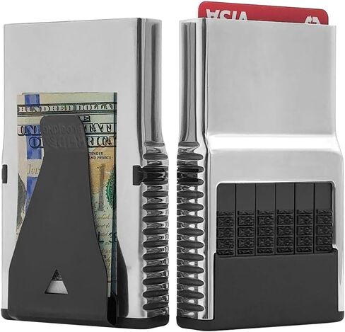 محفظة ACM 3.0 للرجال - محفظة معدنية مدمجة لمنع RFID مع مشبك نقدي قابل للإزالة | اختيار البطاقة الفردية مجانًا (مصقول بالكأس) in Kuwait