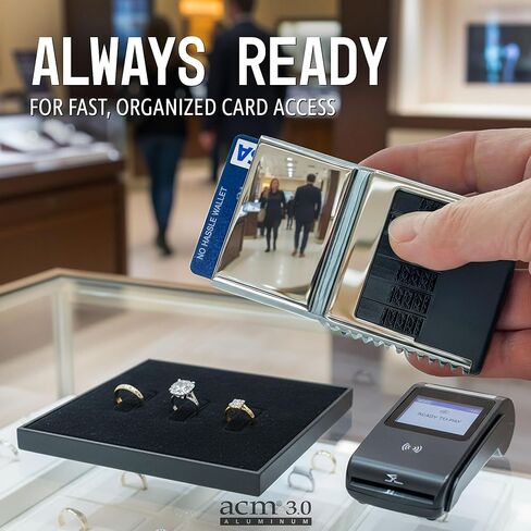 محفظة ACM 3.0 للرجال - محفظة معدنية مدمجة لمنع RFID مع مشبك نقدي قابل للإزالة | اختيار البطاقة الفردية مجانًا (مصقول بالكأس) in Kuwait