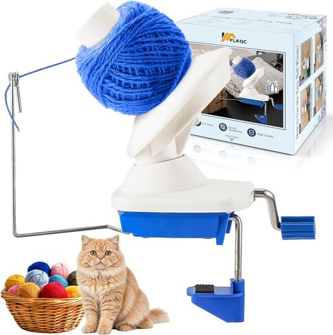 FLKQC Yarn Ball Winder, Hand-Operated Yarn Ball Winder Swift Yarn Winder, Yarn Cake Winder, Needlecraft Yarn Ball Winder Hand-Operated (Blue) in Kuwait