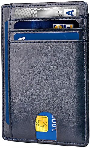 محفظة جلدية رفيعة بحجب RFID - تصميم بسيط للجيب الأمامي للرجال والنساء باللون الأسود في ألاسكا in Saudi Arabia