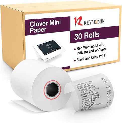 10 لفات - 2 1/4 '' x 50 'لفائف إيصال الورق الحراري - BPA Free - 55 GSM - ورقة استلام النقد - تناسب Clover Flex ، Verifone VX 520 ، Samsung and Citizen in Kuwait
