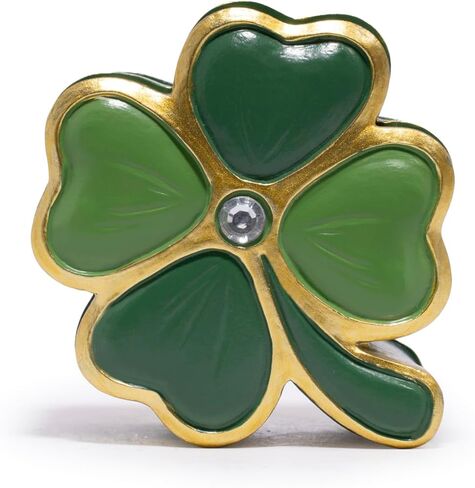 صندوق مجوهرات ZAWUU Lucky Clover - صندوق حلية من أربع أوراق البرسيم مطلي بالمينا مع حجر الراين، غطاء قابل للرفع، حلقة صغيرة وحامل قرط - هدية لها/القديس. يوم باتريك in Saudi Arabia