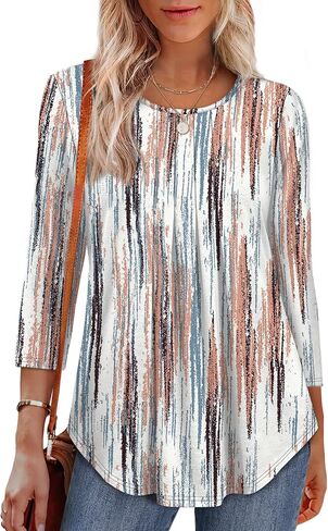 OFEEFAN 3/4 Length Sleeve Womens Tops Dressy Casual Women's Clothing Spring Outfits for Women 2026 Beach Vacation Clothes in Saudi Arabia