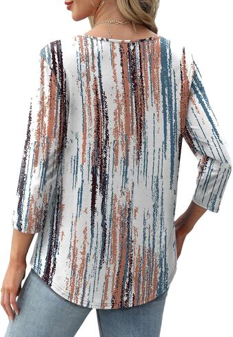 OFEEFAN 3/4 Length Sleeve Womens Tops Dressy Casual Women's Clothing Spring Outfits for Women 2026 Beach Vacation Clothes in Saudi Arabia