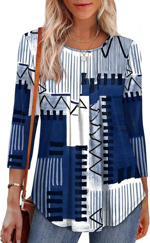 OFEEFAN 3/4 Length Sleeve Womens Tops Dressy Casual Women's Clothing Spring Outfits for Women 2026 Beach Vacation Clothes in Saudi Arabia